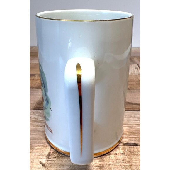 Norman Rockwell Braving The Storm Ceramic Mug 1985 Gold Trim 16 Oz Vintage Nauti - Picture 3 of 4